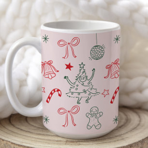 Niedlicher Spaß Doodles Weihnachtsfeiertag Kaffeetasse