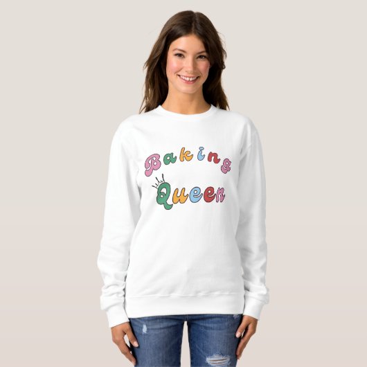 Niedlicher Spaß Einfache Retro Backen Königin Kron Sweatshirt (Vorne ganz)