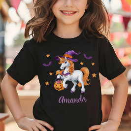 Niedlicher Spaß Einhornpferd Hexenhut Personalisie T-Shirt