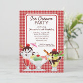Niedlicher Spaß Eiscreme Sonntag Geburtstagsparty Einladung (Stehend Vorderseite)