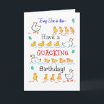 Niedlicher Spaß-Entlein Quacking Geburtstag, Karte<br><div class="desc">Eine sorglose Geburtstags-Karte für einen Schwiegersohn,  wenn die Reihen der niedlichen Entlein mit Ballonen,  ihrer Mutter,  von einer handgemalten Wasserfarbeillustration von Judy folgen,  Adamson. Sie können den inneren Text auch ändern,  wenn Sie wünschen.</div>