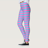 Niedlicher Spaß farbenfroh rosa und blau gestreift Leggings (Links)