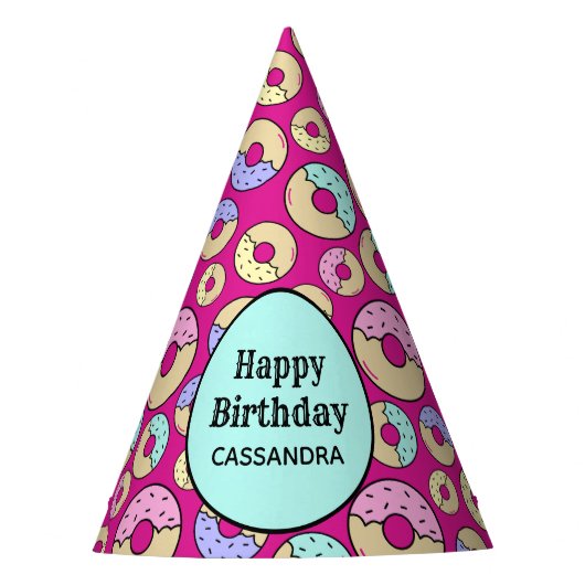 Niedlicher Spaß Farbenfrohe Sprinkle Donut Muster Partyhütchen (Vorderseite)