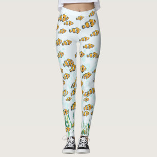 Niedlicher Spaß Farbenfroher Clownfisch und Blasen Leggings