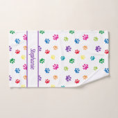 Niedlicher Spaß Farbige Paw Prints Personalisiert Badhandtuch Set (Handtuch)