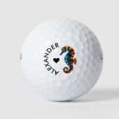 Niedlicher Spaß Farbiges Seepferd Liebe Vater Name Golfball (Vorderseite)
