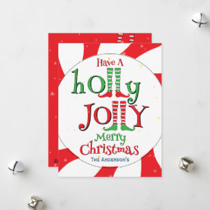 Niedlicher Spaß Festive Holly Jolly Elf Frohe Weih Feiertagskarte