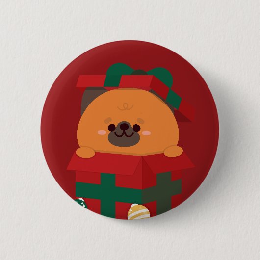 Niedlicher Spaß frohe Weihnachten Button (Vorderseite)
