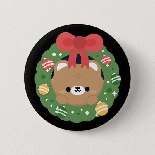 Niedlicher Spaß frohe Weihnachten Button (Vorderseite)