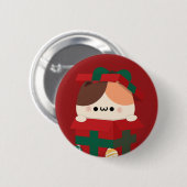 Niedlicher Spaß frohe Weihnachten Button (Vorne & Hinten)