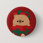 Niedlicher Spaß frohe Weihnachten Button (Vorderseite)
