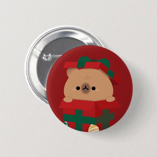 Niedlicher Spaß frohe Weihnachten Button (Vorne & Hinten)
