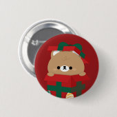 Niedlicher Spaß frohe Weihnachten Button (Vorne & Hinten)