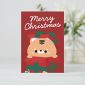 Niedlicher Spaß frohe Weihnachten Dankeskarte (Stehend Vorderseite)