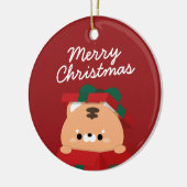 Niedlicher Spaß frohe Weihnachten Keramik Ornament (Links)