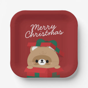 Niedlicher Spaß frohe Weihnachten Pappteller