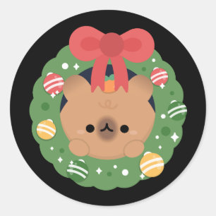 Niedlicher Spaß frohe Weihnachten Runder Aufkleber