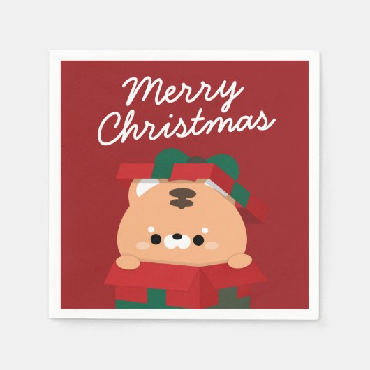 Niedlicher Spaß frohe Weihnachten Serviette (Vorderseite)