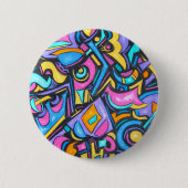 Niedlicher Spaß-Funky bunte mutige wunderliche Button (Vorderseite)
