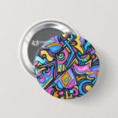Niedlicher Spaß-Funky bunte mutige wunderliche Button (Vorne & Hinten)