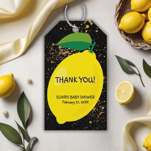 Niedlicher Spaß Gelbe Lemon Gold Glitzer Kinderdus Geschenkanhänger