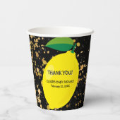 Niedlicher Spaß Gelbe Lemon Gold Glitzer Kinderdus Pappbecher (Rückseite)