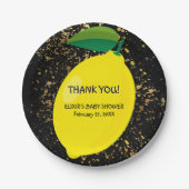 Niedlicher Spaß Gelbe Lemon Gold Glitzer Kinderdus Pappteller (Vorderseite)