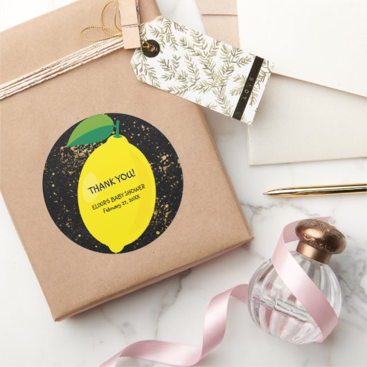 Niedlicher Spaß Gelbe Lemon Gold Glitzer Kinderdus Runder Aufkleber (Schenken)