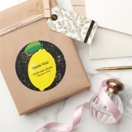 Niedlicher Spaß Gelbe Lemon Gold Glitzer Kinderdus Runder Aufkleber