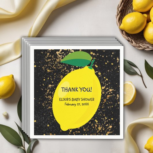 Niedlicher Spaß Gelbe Lemon Gold Glitzer Kinderdus Serviette