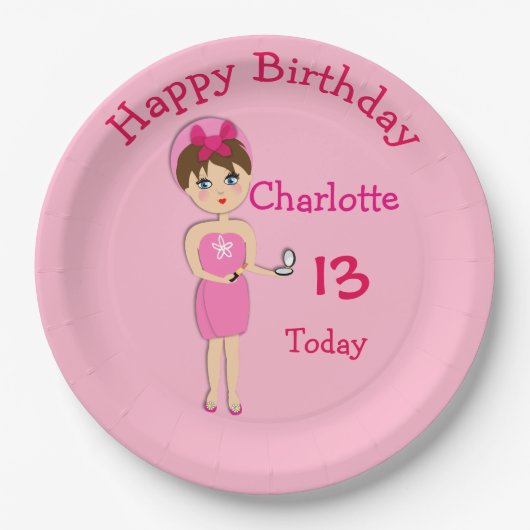 Niedlicher Spaß Girly Pamper Wellness-Center Party Pappteller (Vorderseite)