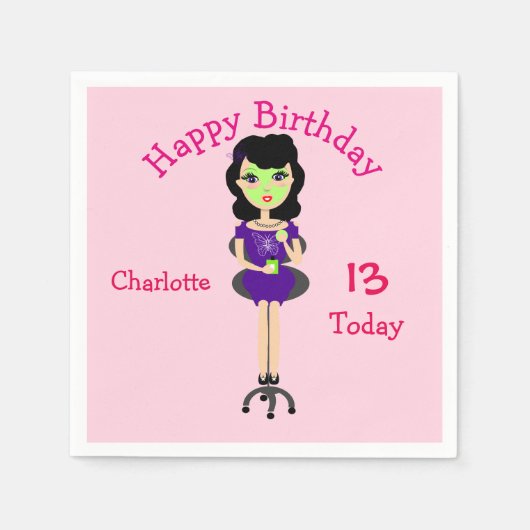 Niedlicher Spaß Girly Pamper Wellness-Center Party Serviette (Vorderseite)