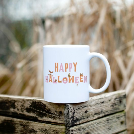 Niedlicher Spaß glücklich Halloween Retro Kaffeetasse