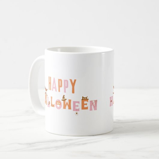 Niedlicher Spaß glücklich Halloween Retro Kaffeetasse (Vorderseite Links)