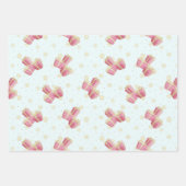 Niedlicher Spaß Gold Foil Rosa Frost Weihnachten Geschenkpapier Set (Vorderseite 2)