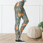 Niedlicher Spaß Grüne Orangenblütenhühner Leggings<br><div class="desc">Leggings schmückten Hühnermuster.</div>