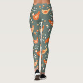 Niedlicher Spaß Grüne Orangenblütenhühner Leggings (Rückseite)
