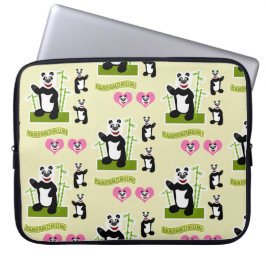 Niedlicher Spaß Happy Panda Bär Cartoon Muster Laptopschutzhülle
