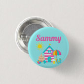 Niedlicher Spaß Kids Beach Sommer Button (Vorne & Hinten)