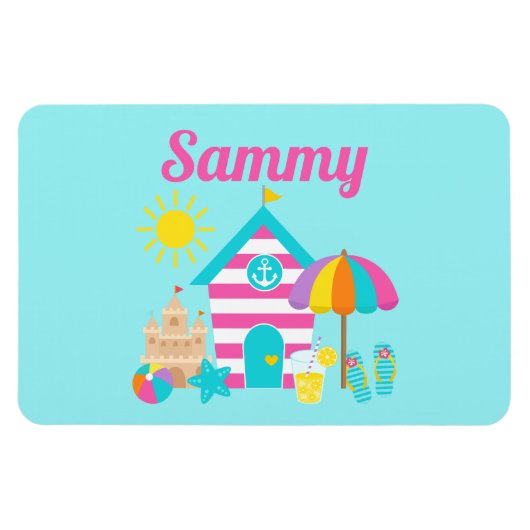 Niedlicher Spaß Kids Beach Sommer Magnet (Horizontal)