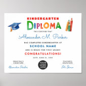 Niedlicher Spaß Kindergarten Diplom für farbenfroh Poster (Vorne)