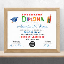 Niedlicher Spaß Kindergarten Diplom für farbenfroh