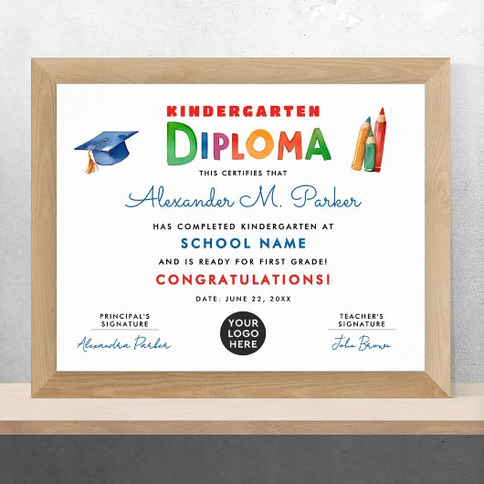 Niedlicher Spaß Kindergarten Diplom für farbenfroh Poster