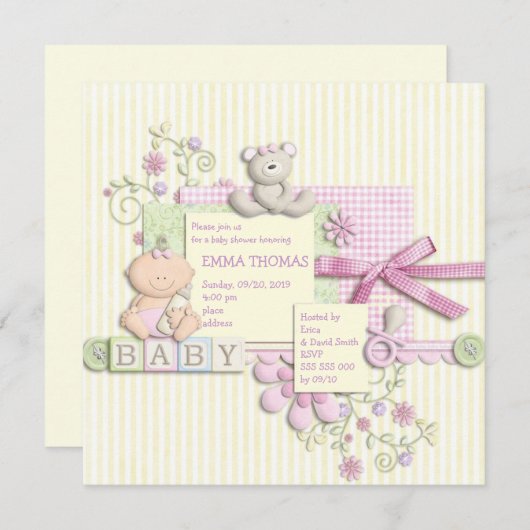 Niedlicher Spaß-lädt Retro Einladung (Vorne/Hinten)