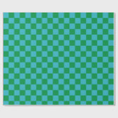 Niedlicher Spaß Moderne Checkerboard Blaue grüne G Geschenkpapier (Flach)