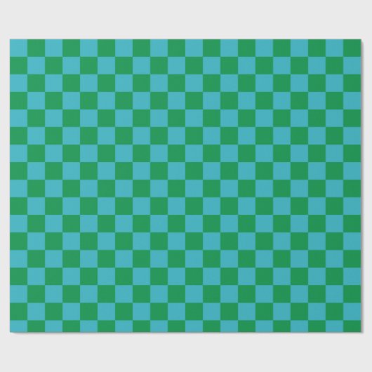 Niedlicher Spaß Moderne Checkerboard Blaue grüne G Geschenkpapier (Flach)