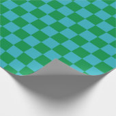 Niedlicher Spaß Moderne Checkerboard Blaue grüne G Geschenkpapier (Ecke)