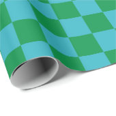 Niedlicher Spaß Moderne Checkerboard Blaue grüne G Geschenkpapier (Rolleneckpunkt)