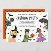 Niedlicher Spaß Moderne Halloween Kostüm Party Ein Einladung (Vorne/Hinten)