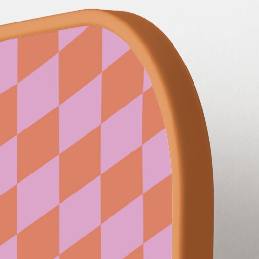 Niedlicher Spaß Modernes Karton Korallenrosa Geome Pickleball Schläger (Linke Seite)